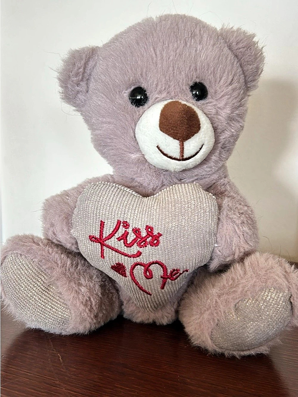 Plush Teddy Bear with Embroidered Heart
